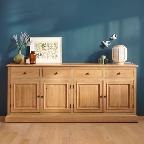 Buffet Bas 4 Portes 4 Tiroirs En Chêne Massif Naturel - Victoria