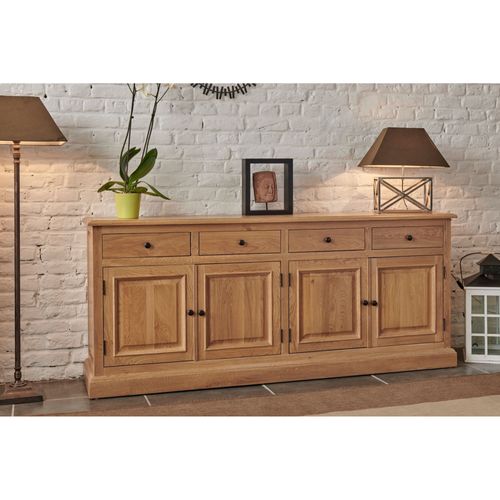 Buffet Bas 4 Portes 4 Tiroirs En Chêne Massif Naturel - Victoria