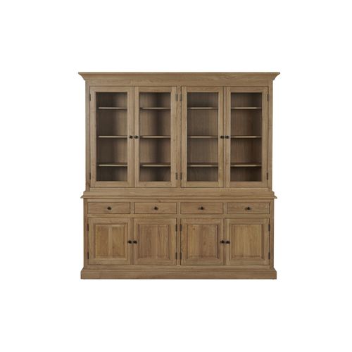 Buffet Vaisselier En Chêne 4 Portes Vitrées 4 Tiroirs 4 Portes Bois - Victoria