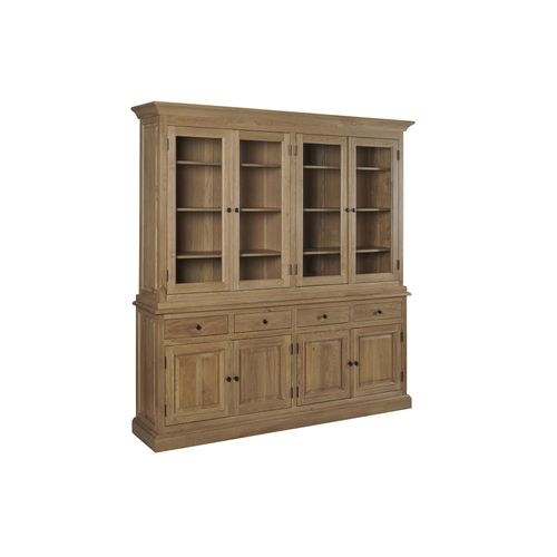 Buffet Vaisselier En Chêne 4 Portes Vitrées 4 Tiroirs 4 Portes Bois - Victoria