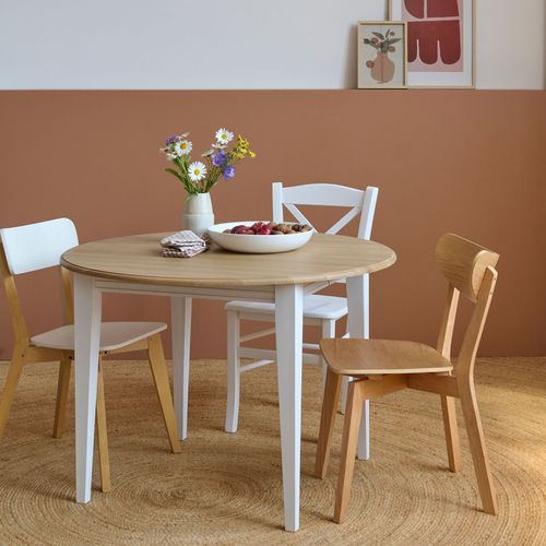 Table Ronde 6 Pieds Fuseau D105 + 3 Rallonges Bois - Victoria