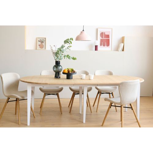 Table Ronde 6 Pieds Fuseau D105 + 3 Rallonges Bois - Victoria