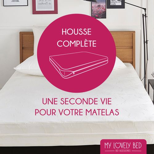 Rénove Matelas 140x190/200 Cm - Housse Complète - Anti Acarien - Coton - Zip De Fermeture