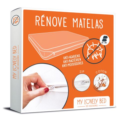 Rénove Matelas 140x190/200 Cm - Housse Complète - Anti Acarien - Coton - Zip De Fermeture