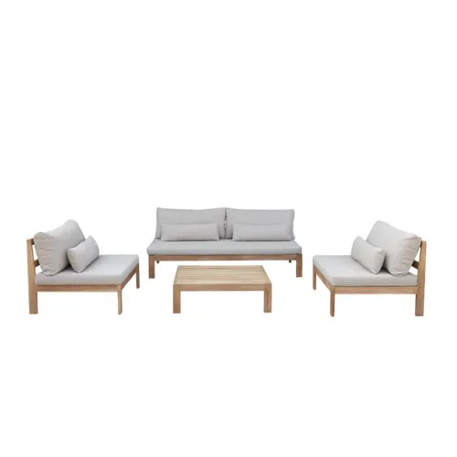 Salon De Jardin 4/6 Places En Teck Massif Taupe Touquet