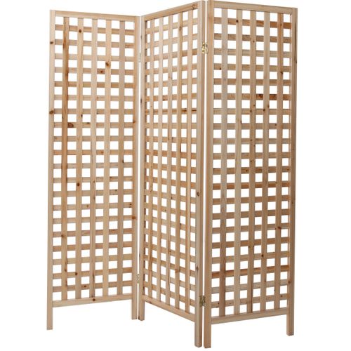 Paravent En Bois Clair Motif Ajouré 3 Vantaux L133 Cm Akkiko