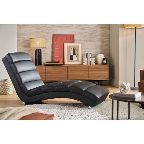 Chaise Longue / Fauteuil Design Noir Et Acier Chromé Taylor
