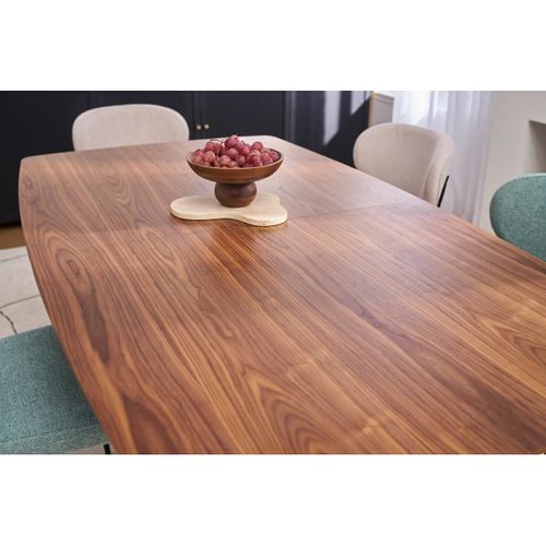 Table Extensible Rallonges Intégrées Rectangulaire En Bois Foncé Noyer L180-230 Cm Fifties