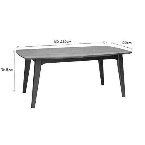 Table Extensible Rallonges Intégrées Rectangulaire En Bois Foncé Noyer L180-230 Cm Fifties