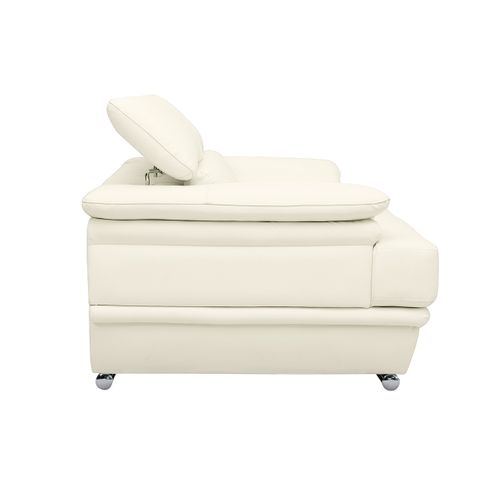 Canapé Design Avec Têtières Ajustables 2 Places Cuir Blanc Et Acier Chromé Ewing