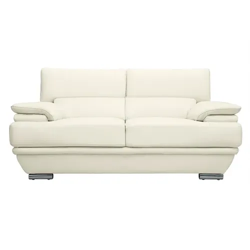 Canapé Design Avec Têtières Ajustables 2 Places Cuir Blanc Et Acier Chromé Ewing