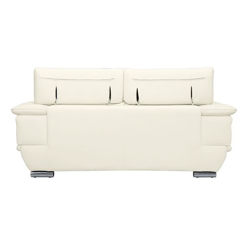 Canapé Design Avec Têtières Ajustables 2 Places Cuir Blanc Et Acier Chromé Ewing