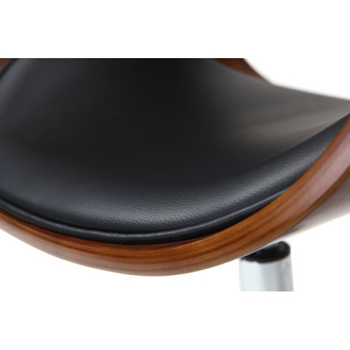 Chaise De Bureau à Roulettes Design Noir, Bois Foncé Noyer Et Acier Chromé Bent