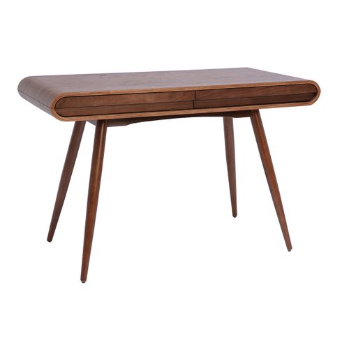 Bureau Avec Rangements 2 Tiroirs Vintage Bois Foncé Noyer L120 Cm Bjorg