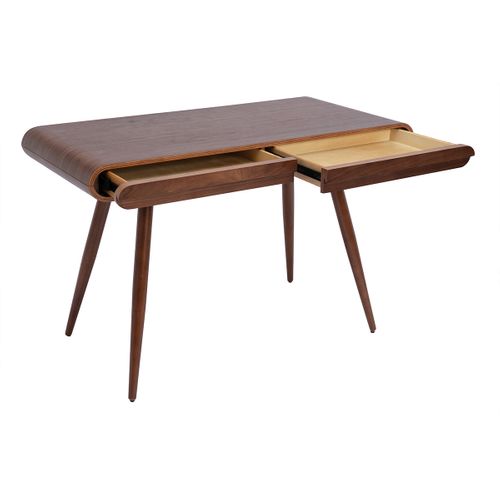 Bureau Avec Rangements 2 Tiroirs Vintage Bois Foncé Noyer L120 Cm Bjorg