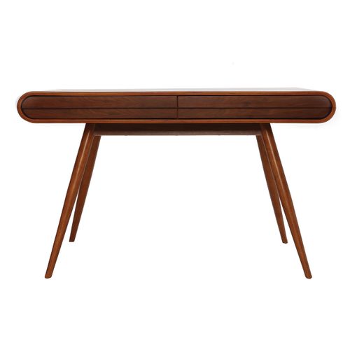 Bureau Avec Rangements 2 Tiroirs Vintage Bois Foncé Noyer L120 Cm Bjorg