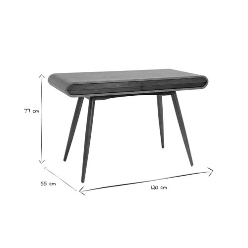 Bureau Avec Rangements 2 Tiroirs Vintage Bois Foncé Noyer L120 Cm Bjorg
