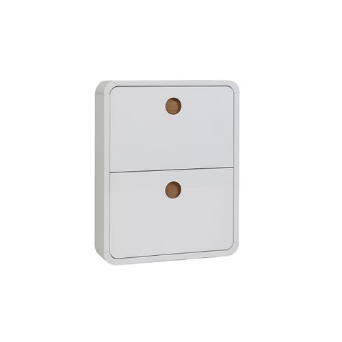 Meuble à Chaussures Design Finition Blanc Brillant 2 Tiroirs L66 Cm Kopen