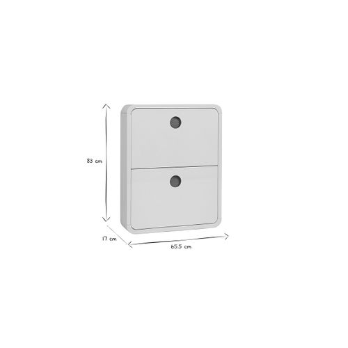 Meuble à Chaussures Design Finition Blanc Brillant 2 Tiroirs L66 Cm Kopen