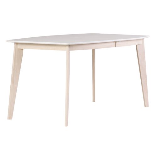 Table à Manger Extensible Scandinave Blanc Et Bois Clair L150-200 Cm Leena