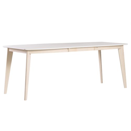 Table à Manger Extensible Scandinave Blanc Et Bois Clair L150-200 Cm Leena