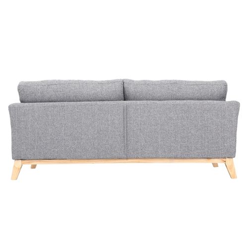 Canapé Scandinave Déhoussable 3 Places En Tissu Gris Clair Et Bois Clair Oslo