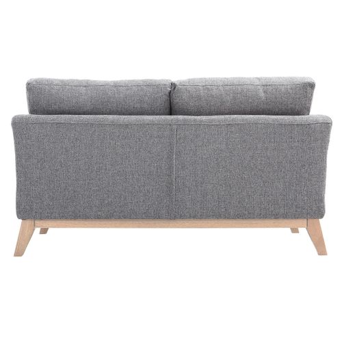 Canapé Scandinave Déhoussable 2 Places En Tissu Gris Clair Et Bois Clair Oslo