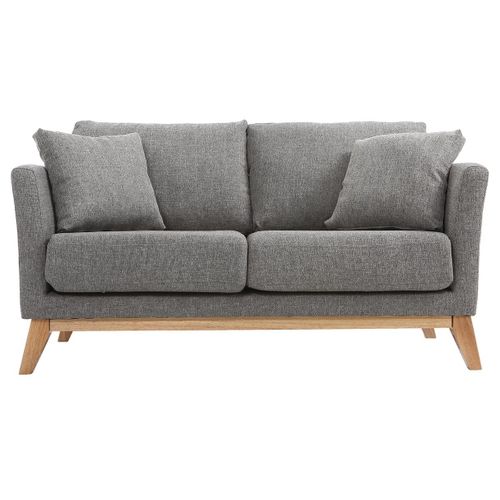 Canapé Scandinave Déhoussable 2 Places En Tissu Gris Clair Et Bois Clair Oslo