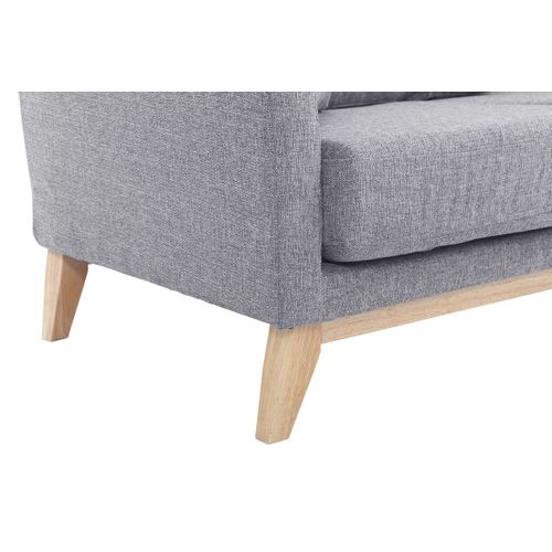 Canapé Scandinave Déhoussable 2 Places En Tissu Gris Clair Et Bois Clair Oslo