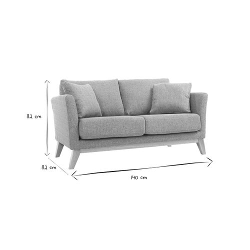Canapé Scandinave Déhoussable 2 Places En Tissu Gris Clair Et Bois Clair Oslo