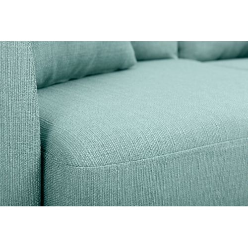 Canapé Scandinave Déhoussable 2 Places En Tissu Vert Lagon Et Bois Clair Oslo