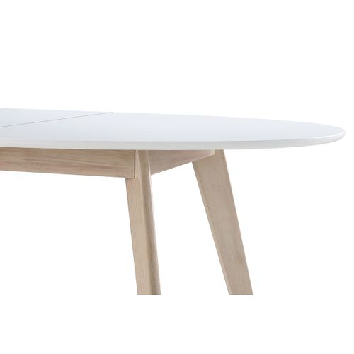 Table à Manger Extensible Ovale Blanche Et Bois Clair L150-200 Cm Leena