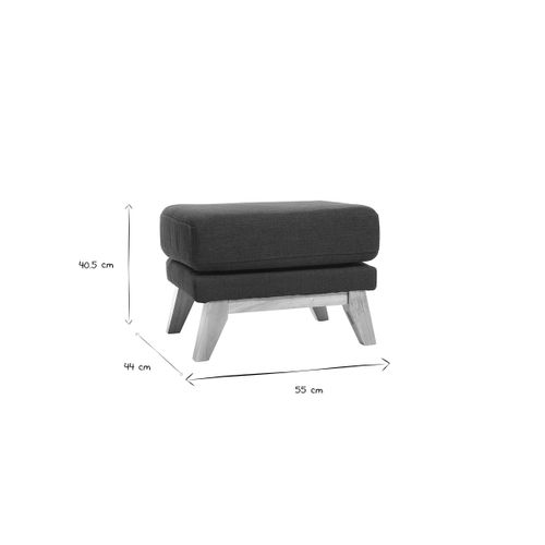 Pouf Repose-pieds Déhoussable Scandinave En Tissu Bleu Foncé Et Bois Clair Oslo
