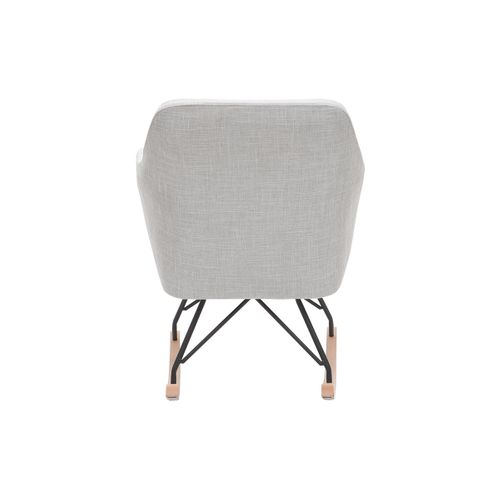 Rocking Chair Scandinave En Tissu Gris Clair, Métal Noir Et Bois Clair Aleyna
