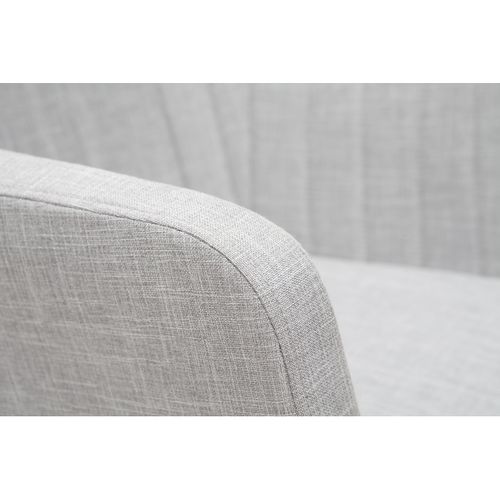 Rocking Chair Scandinave En Tissu Gris Clair, Métal Noir Et Bois Clair Aleyna