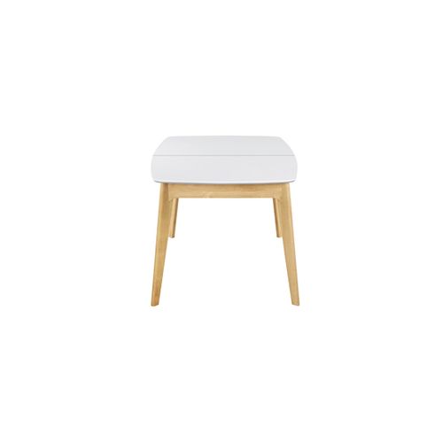 Table Extensible Rallonges Intégrées Rectangulaire Blanc Et Bois L140-180 Cm Meena