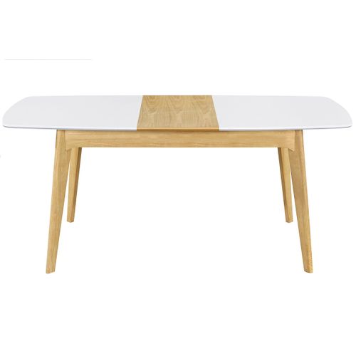 Table Extensible Rallonges Intégrées Rectangulaire Blanc Et Bois L140-180 Cm Meena