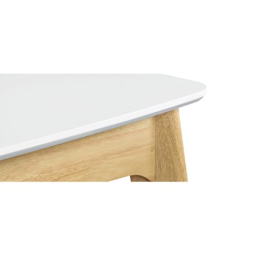 Table Extensible Rallonges Intégrées Rectangulaire Blanc Et Bois L140-180 Cm Meena