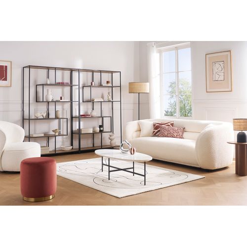 Bibliothèque Ouverte Finition Bois Clair Et Métal Noir L114 Cm Tresca