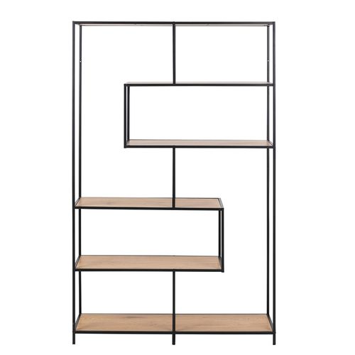 Bibliothèque Ouverte Finition Bois Clair Et Métal Noir L114 Cm Tresca