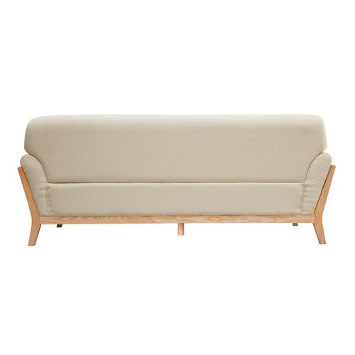 Canapé Scandinave 3 Places En Tissu Beige Et Bois Clair Yoko