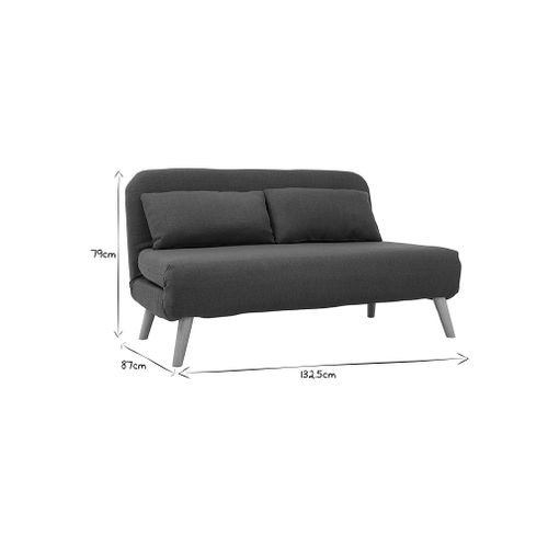 Chauffeuse 2 Places Convertible En Tissu Bleu Canard Et Bois Clair Amiko