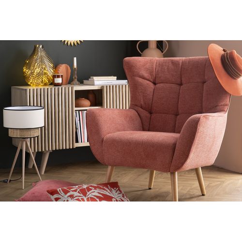 Fauteuil Scandinave En Tissu Effet Velours Texturé Terracotta Avery - Miliboo et Stéphane Plaza