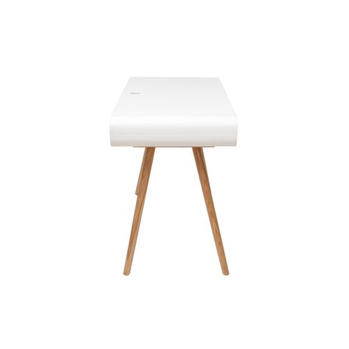 Bureau Avec Rangement Vintage Blanc, Cannage Et Bois Clair L120 Cm Olympe