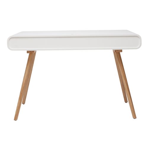 Bureau Avec Rangement Vintage Blanc, Cannage Et Bois Clair L120 Cm Olympe