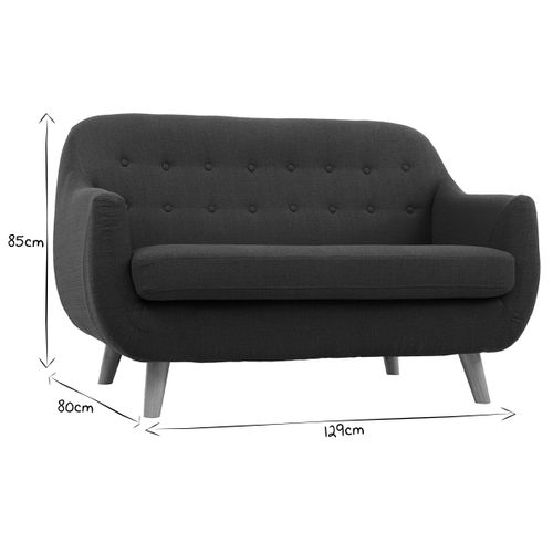 Canapé Scandinave Déhoussable 2 Places En Tissu Bleu Canard Et Bois Clair Ynok