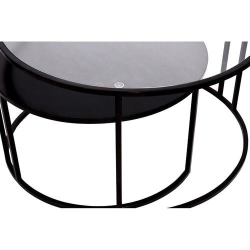 Tables Basses Gigognes Rondes Design Verre Trempé Et Métal Noir Tahl (lot De 2)