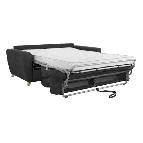 Canapé Convertible 3 Places Avec Têtières Ajustables Gris Anthracite Avec Matelas 13 Cm Goya