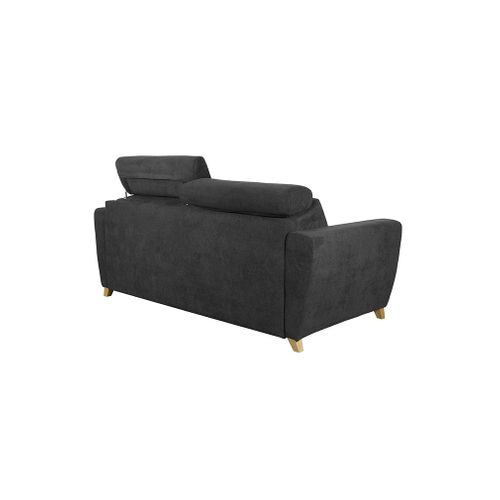 Canapé Convertible 3 Places Avec Têtières Ajustables Gris Anthracite Avec Matelas 13 Cm Goya