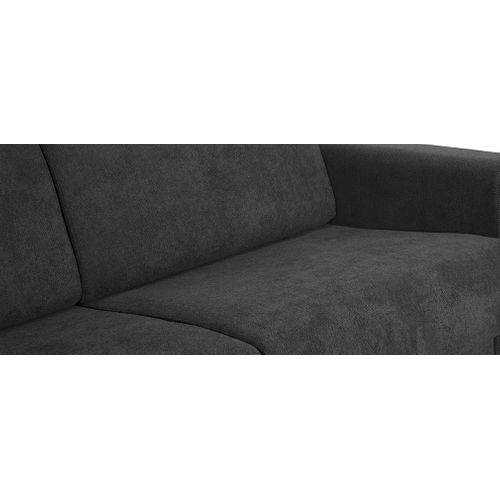 Canapé Convertible 3 Places Avec Têtières Ajustables Gris Anthracite Avec Matelas 13 Cm Goya